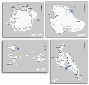 Map showing 澳博体育app下载 at Federated States of Micronesia (FSM) ports - Chuuk, Pohnpei, Yap, Kosrae